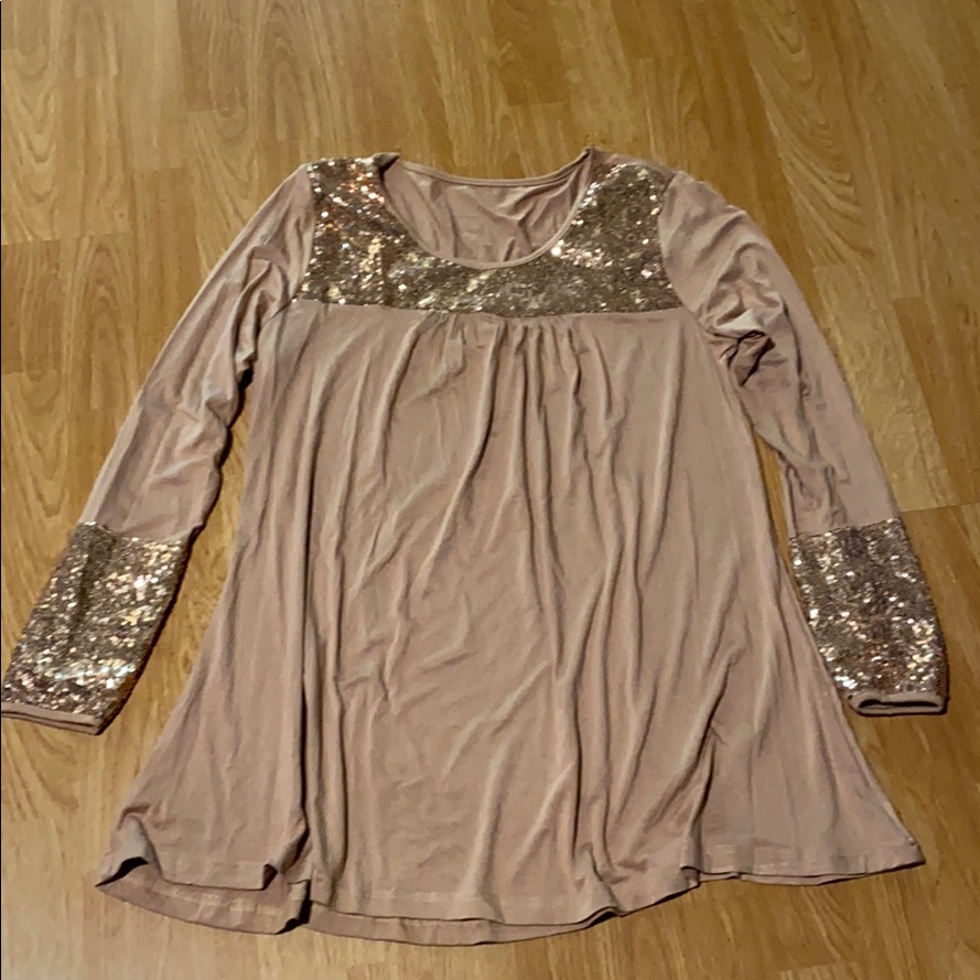 Beige Sequins Top